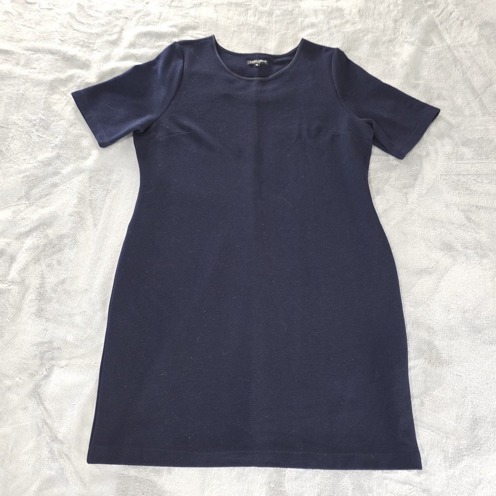 Mario Serrani Italy Textured Knit Stretch Navy Blue Short Sleeve Dress Size XL